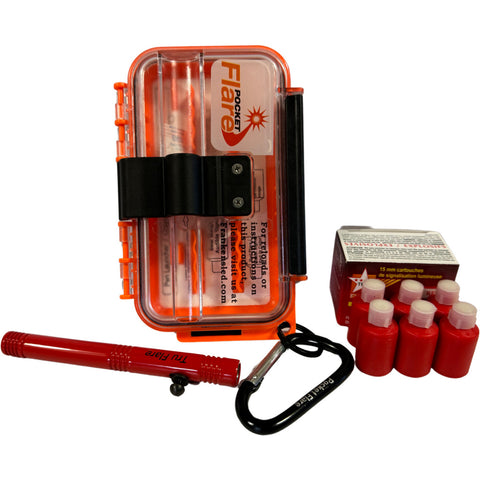 Waterproof Bear Banger Case w/ 6 Red Flares & pen launcher