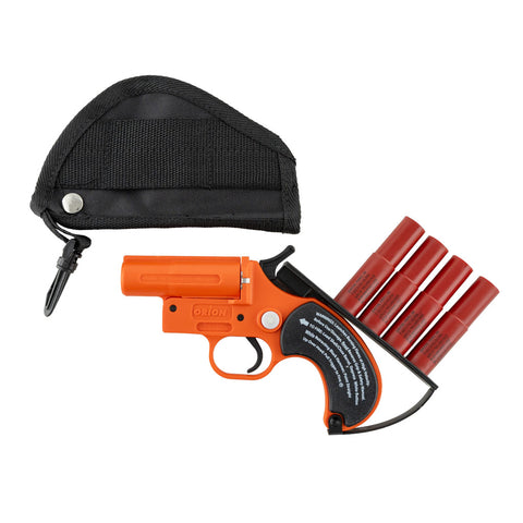 Orion 12 Gauge Launcher with 4 Red Flares and Belt Pistol Holster